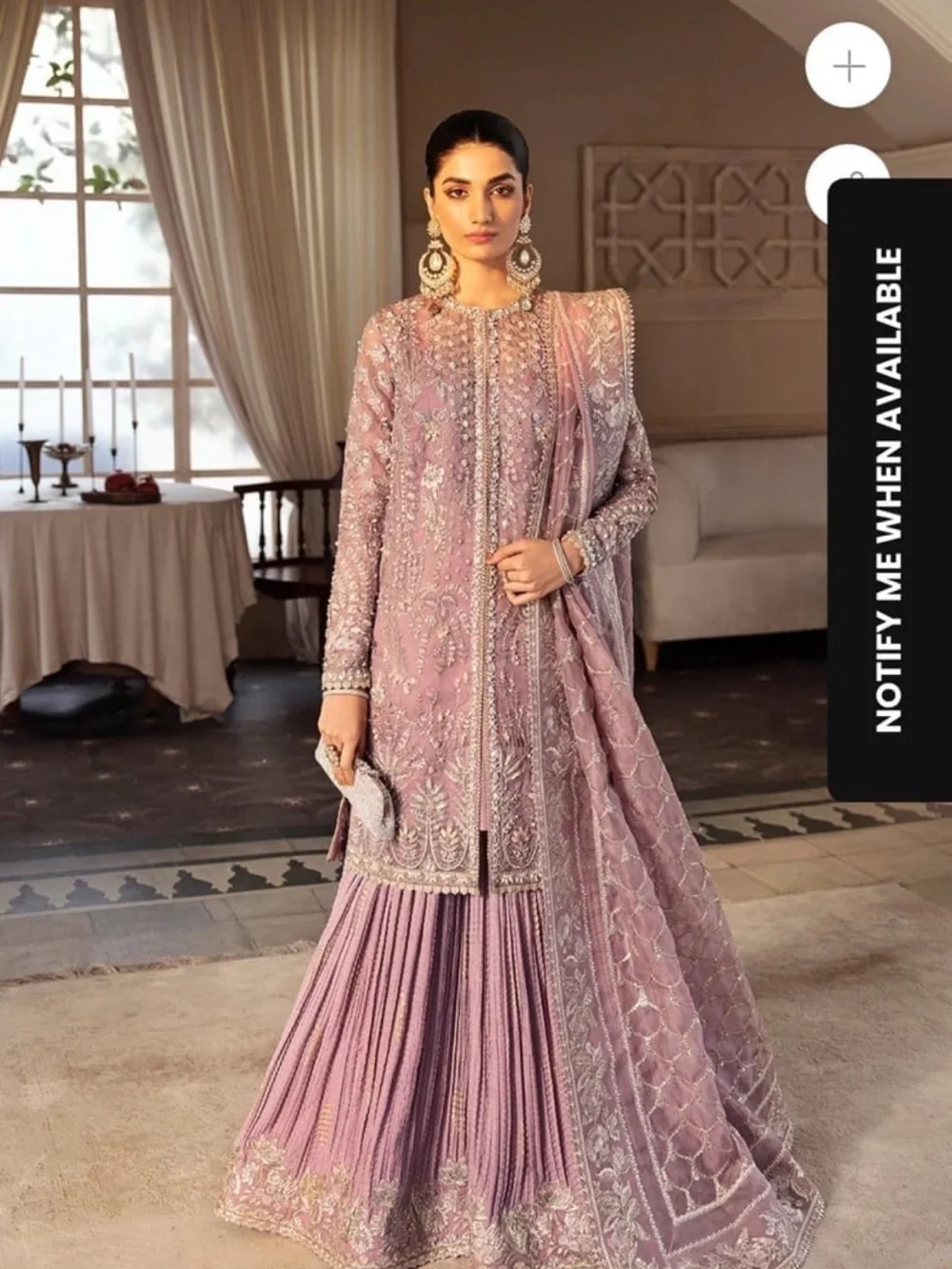 Pakistani Embroidered Lavender Pakistani Formal 3 piece Dress - Picture 1 of 3